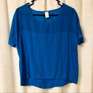Vila Blue Half Mesh Top